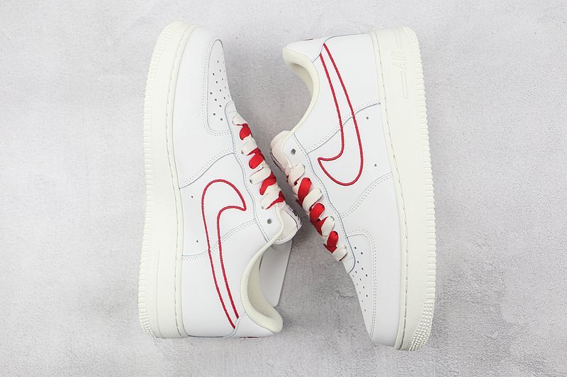 Nike Air Force 1 Low "Cream White and Red Electric Embroidered Hook" фото № 7