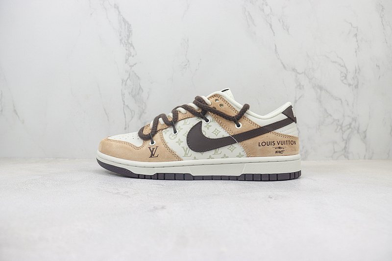 Louis Vuitton x Nike Dunk Low "Cream White/Black/Bisque" фото № 2