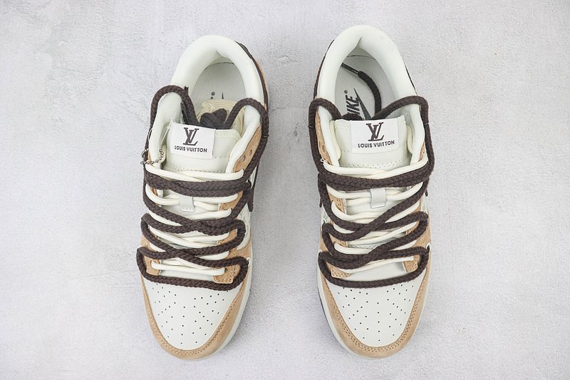 Louis Vuitton x Nike Dunk Low "Cream White/Black/Bisque" фото № 7
