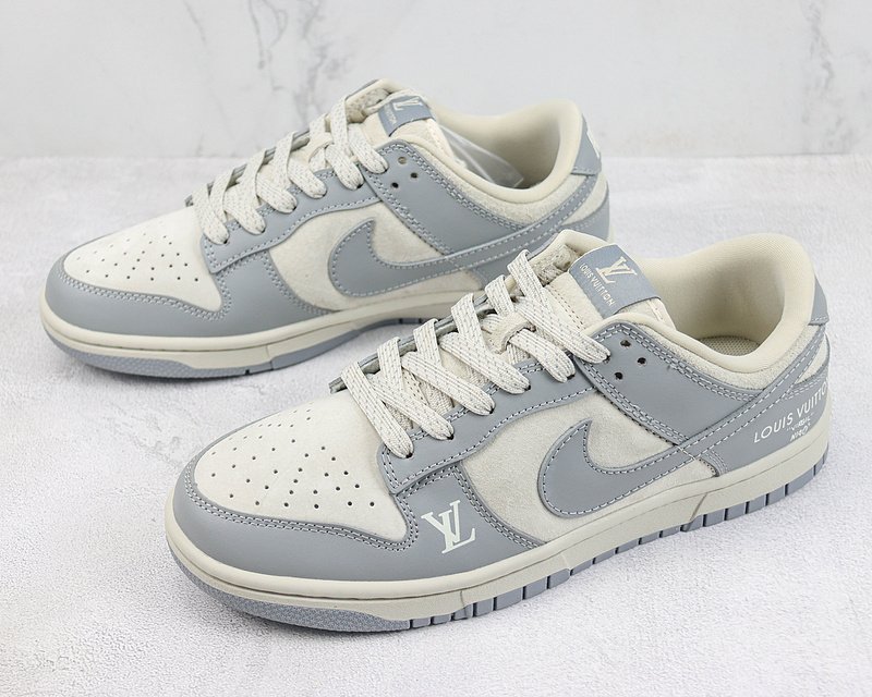 Louis Vuitton x Nike Dunk Low "Virgil/Grey/Off White" фото № 5
