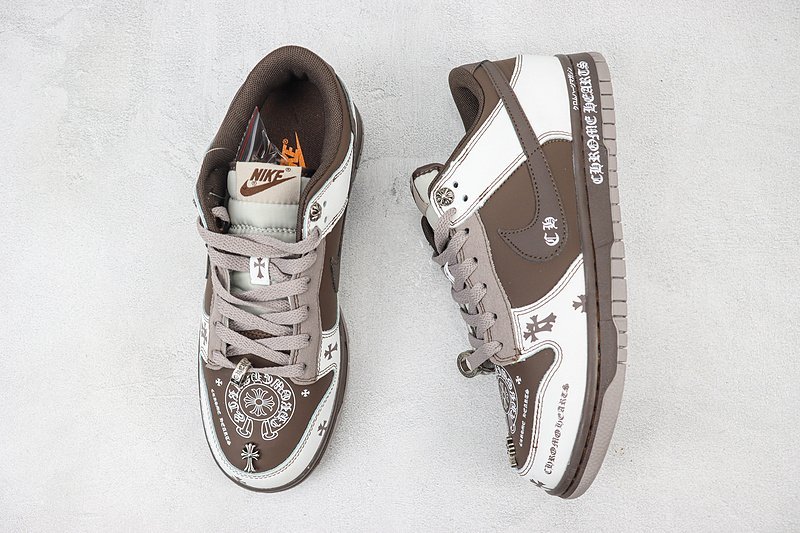 Chrome Hearts x Nike Dunk Low "White/Dark Brown" фото № 6