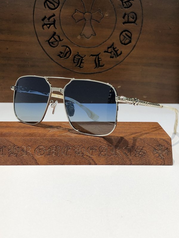 Солнцезащитные очки Chrome Hearts Rectangle Shaped And Small Logo Decoration "Blue" фото № 2