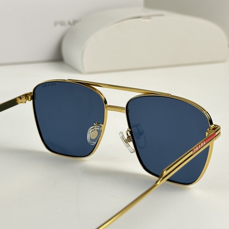 Солнцезащитные очки Prada Frame Decorated By Stripes And Logo On Red Background "Blue" фото № 5