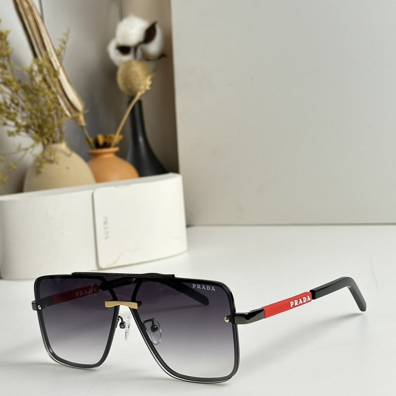 Солнцезащитные очки Prada Frame With Red Rectangle And Logo "Black/Gray" фото № 2