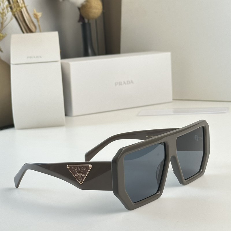 Солнцезащитные очки Prada Hexagon Form Frame With Silver Logo Side "Gray" фото № 2