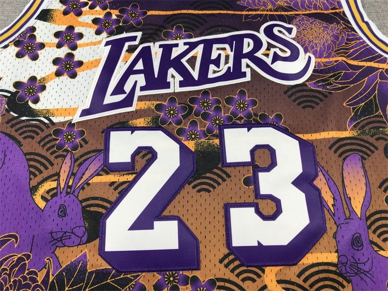 Баскетбольная Джерси NBA Los Angeles Lakers №23 LeBron James With Print "Violet/Orange" фото № 3