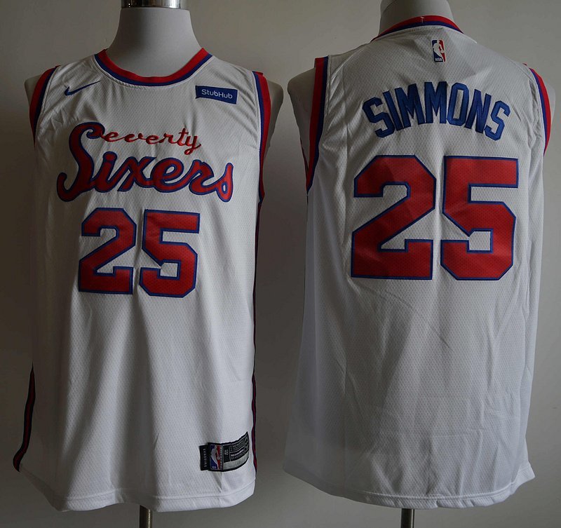Баскетбольная Джерси Nike Philadelphia 76ers №25 Ben Simmons "White" фото № 2