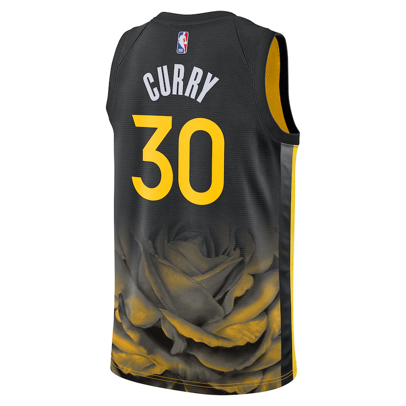 Баскетбольная Джерси Nike Golden State Warriors 22-23 №30 Stephen Curry "Black/Yellow" фото № 2
