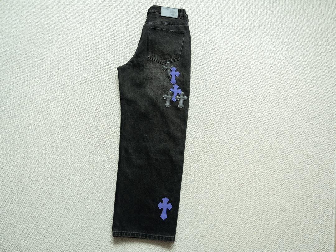 Джинсы Chrome Hearts Crosses "Black/Violet" фото № 4