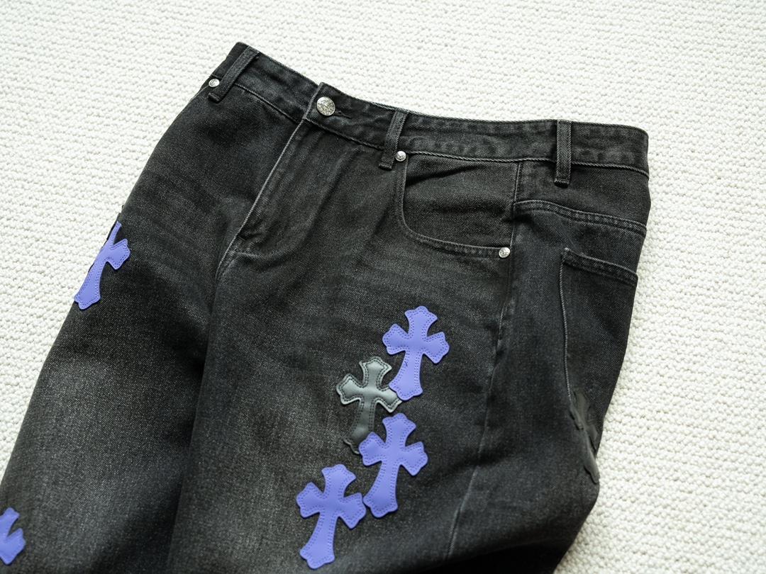 Джинсы Chrome Hearts Crosses "Black/Violet" фото № 3