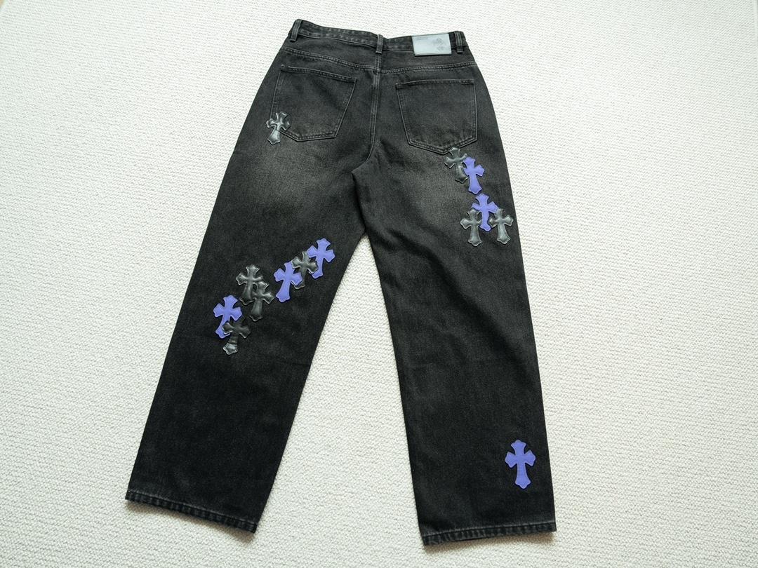 Джинсы Chrome Hearts Crosses "Black/Violet" фото № 6