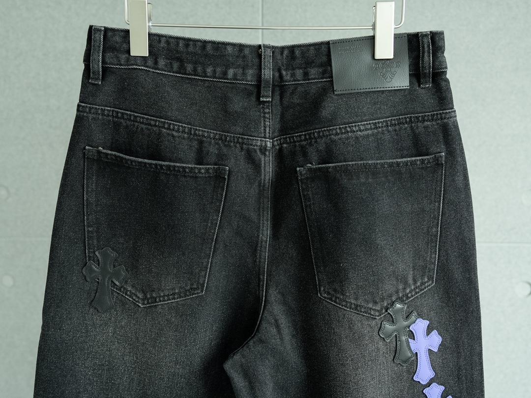 Джинсы Chrome Hearts Crosses "Black/Violet" фото № 7