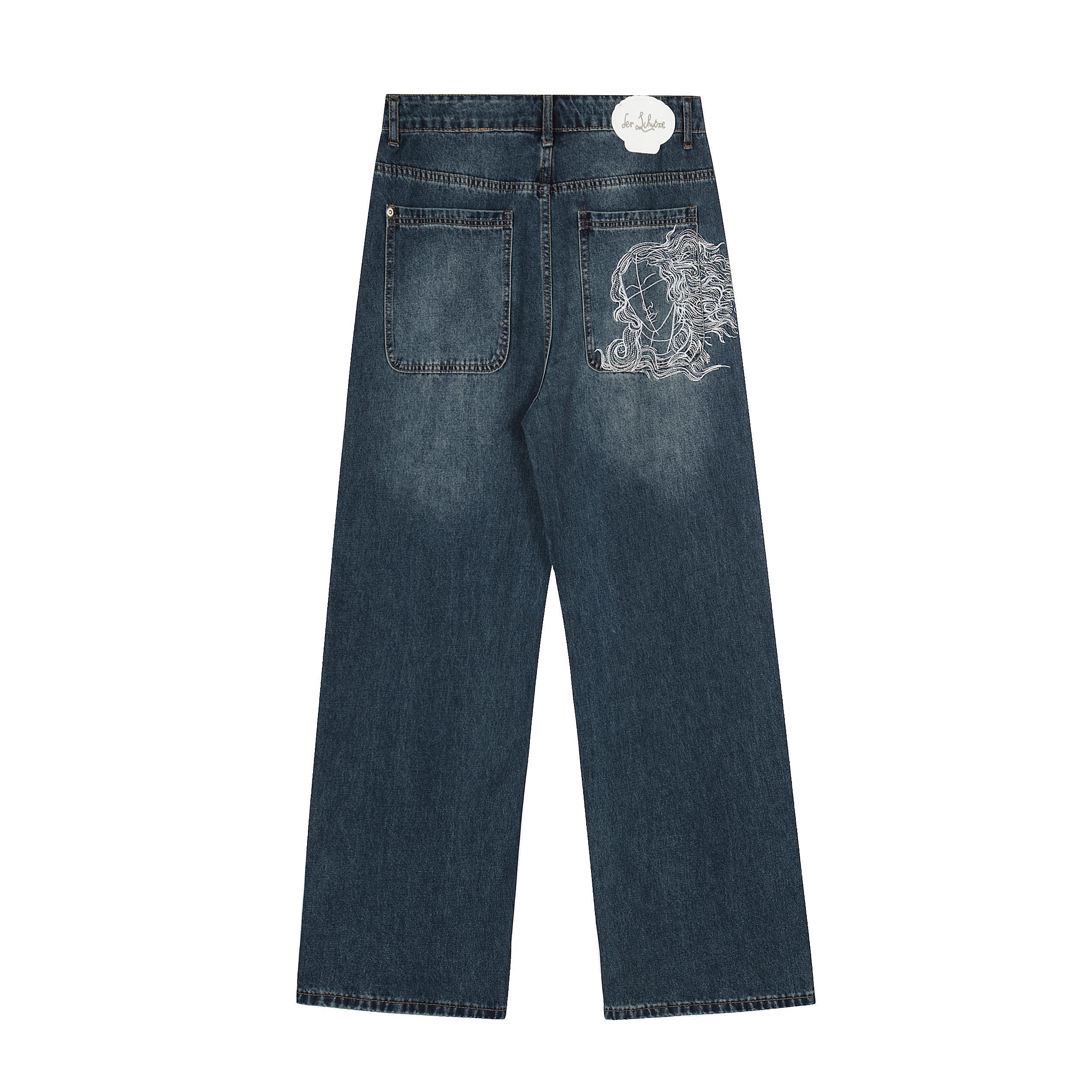 Джинсы Derschutze Baggy "Blue/Embroidered Art" фото № 2