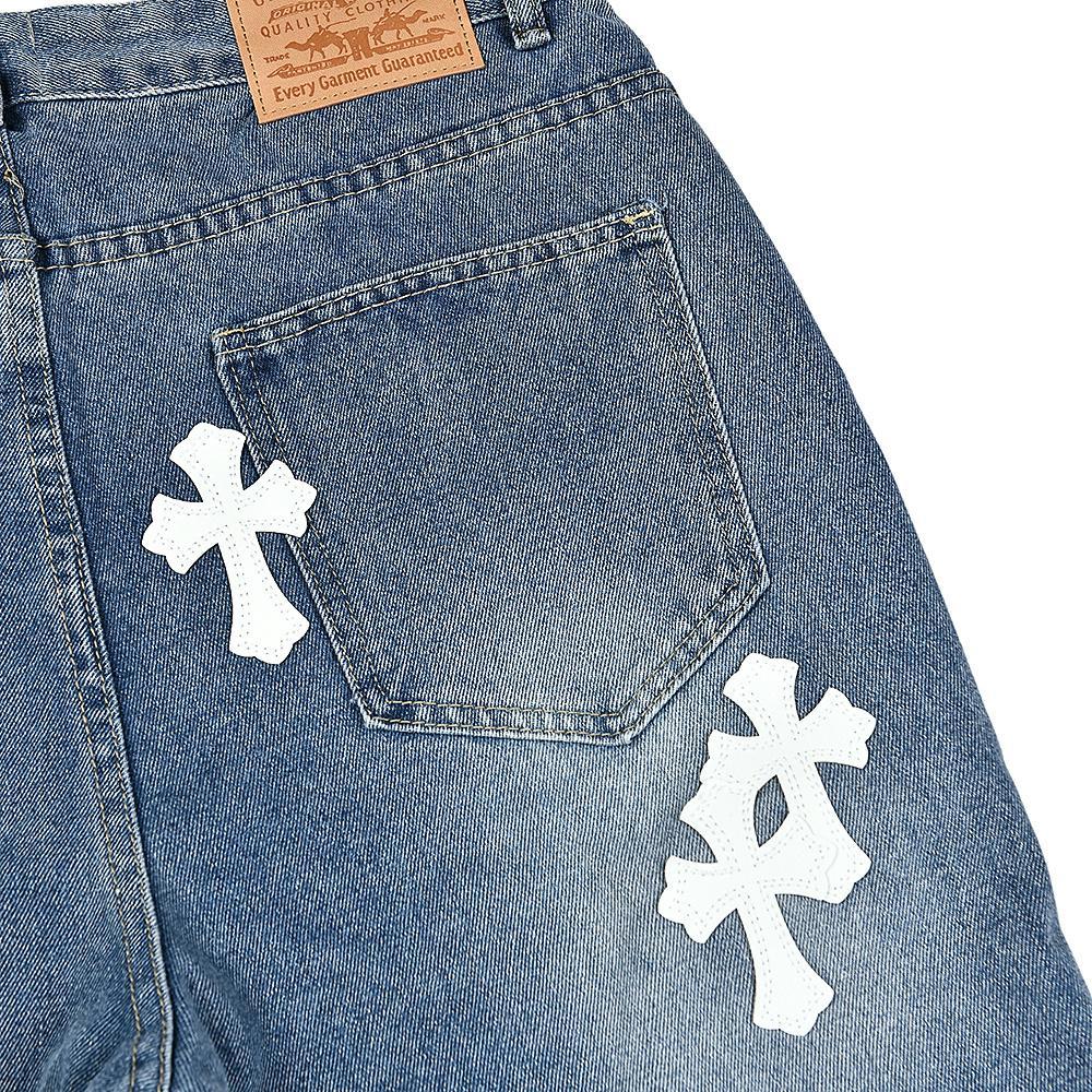 Джинсы Chrome Hearts x Gallery Dept White Cross "Blue" фото № 3