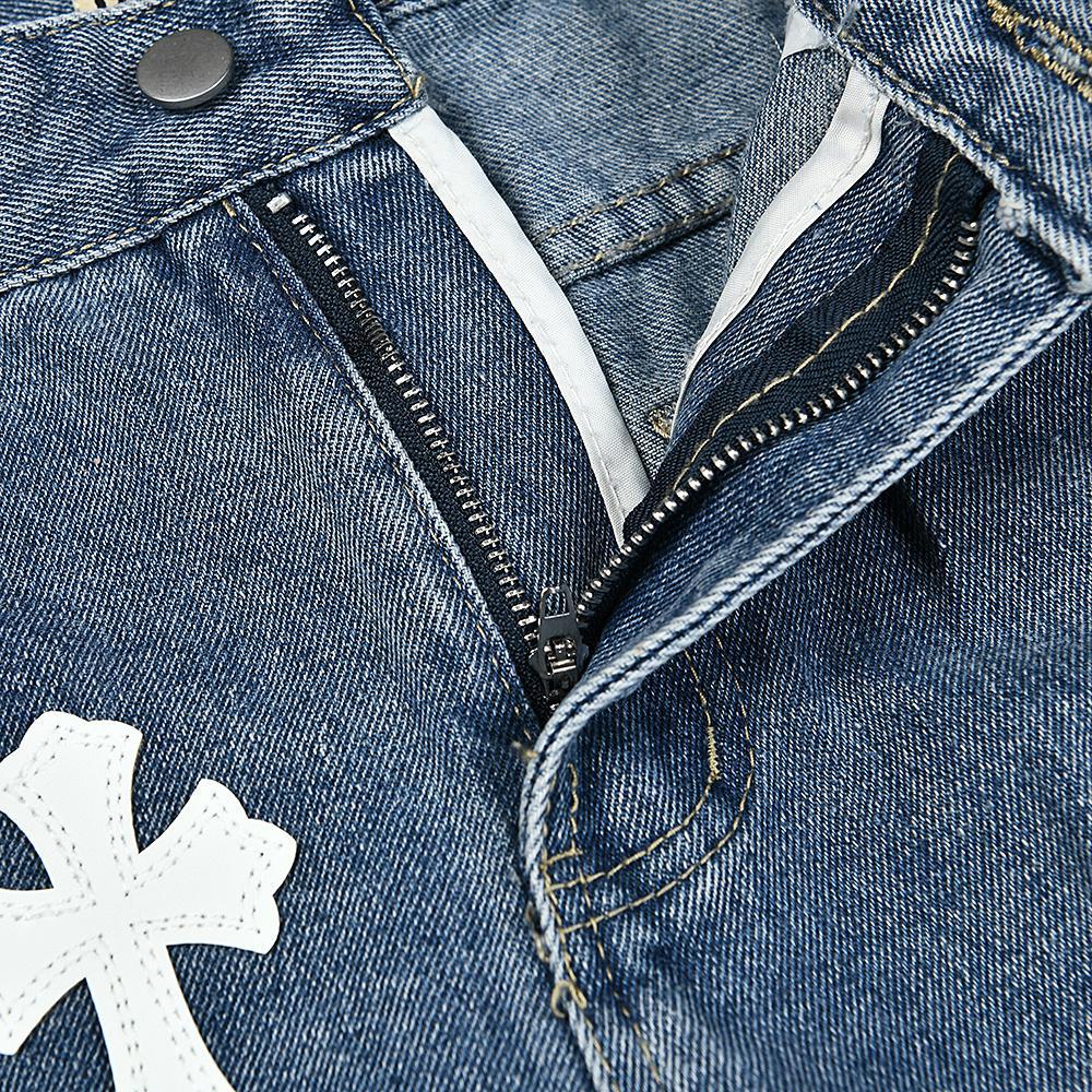 Джинсы Chrome Hearts x Gallery Dept White Cross "Blue" фото № 5