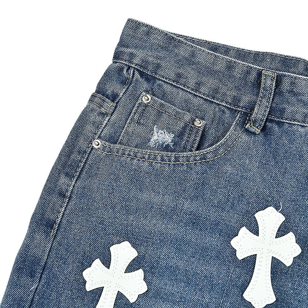 Джинсы Chrome Hearts x Gallery Dept White Cross "Blue" фото № 6