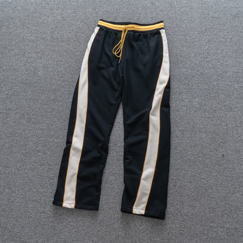 Штаны Rhude On A Yellow Elastic Band With White Stripes "Black" фото № 2