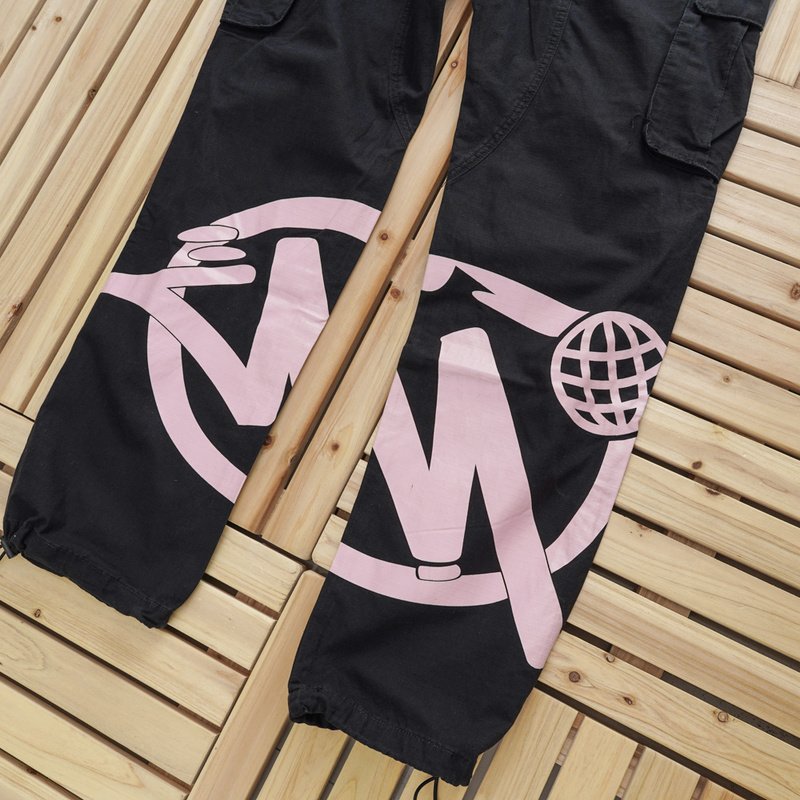 Штаны Stussy With The Inscription Of The Logo "Black/Pink" фото № 3