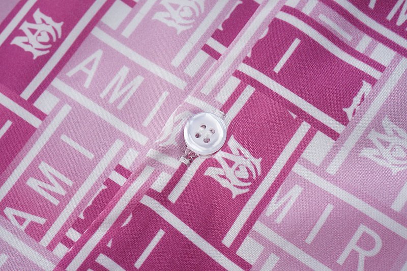 Рубашка Amiri Repeating Logo Inscription "Pink" фото № 3