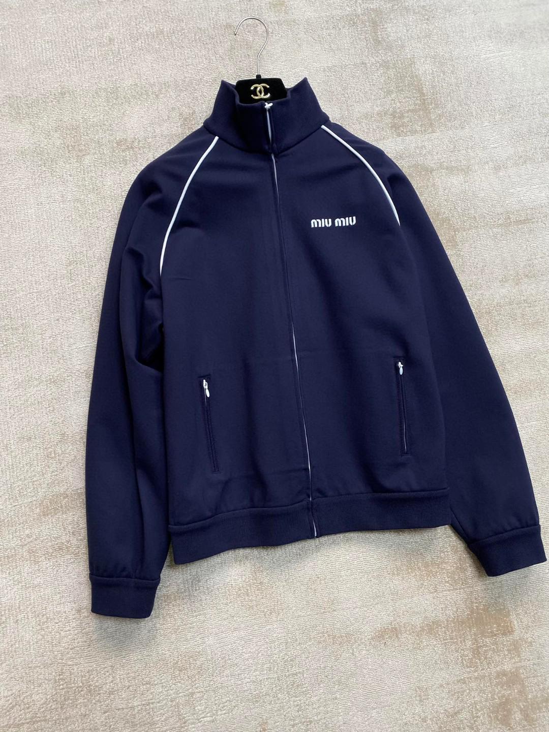 Бомбер Miu Miu Frontside Logotype White Miu MIu Light Lines "Blue" фото № 4