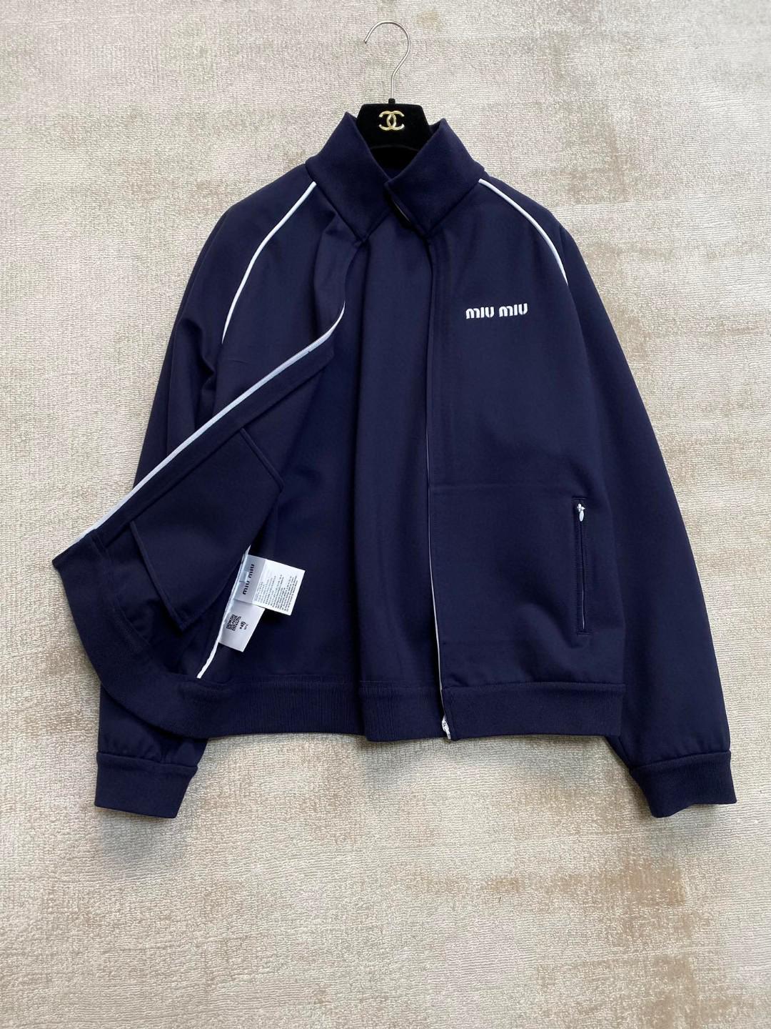 Бомбер Miu Miu Frontside Logotype White Miu MIu Light Lines "Blue" фото № 3