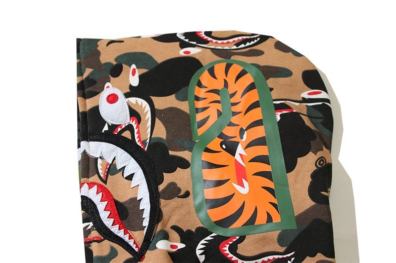 Худи A Bathing Ape Print Teeth ZIP "Brown/Green" фото № 5