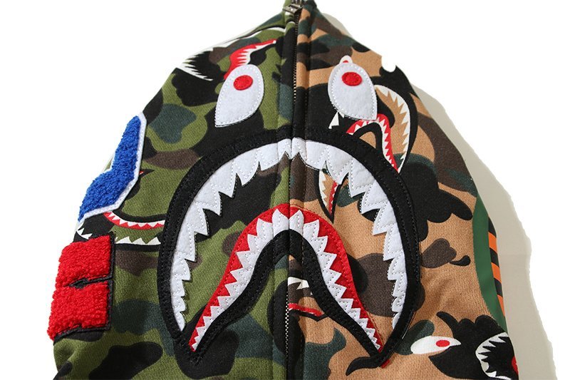 Худи A Bathing Ape Print Teeth ZIP "Brown/Green" фото № 6