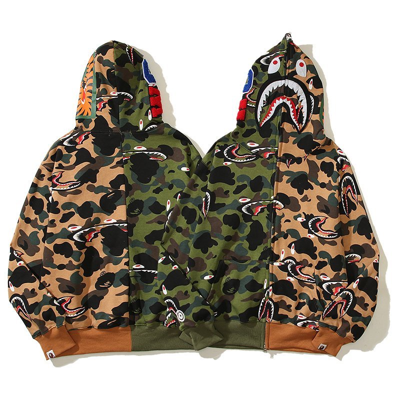 Худи A Bathing Ape Print Teeth ZIP "Brown/Green" фото № 8