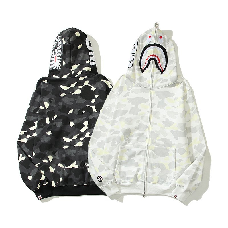 Худи A Bathing Ape Glowing In The Dark ZIP "White/Gray" фото № 4