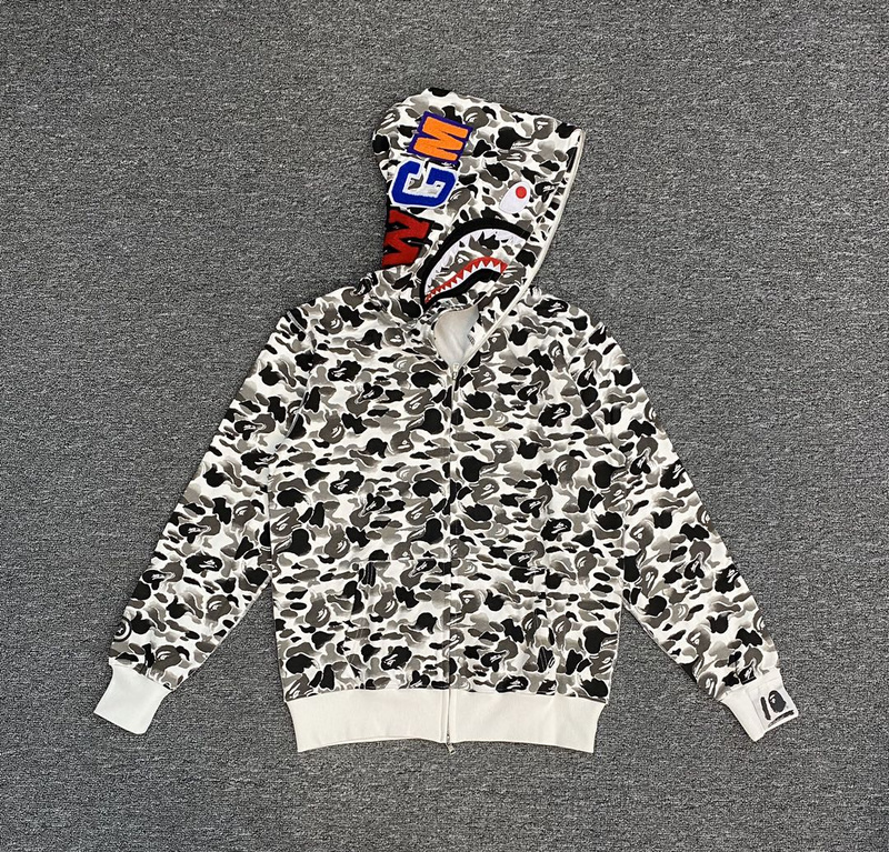 Худи A Bathing Ape Scared Face ZIP "White/Gray" фото № 5