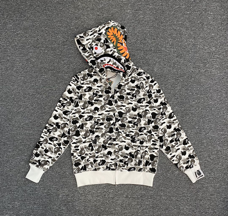 Худи A Bathing Ape Scared Face ZIP "White/Gray" фото № 4
