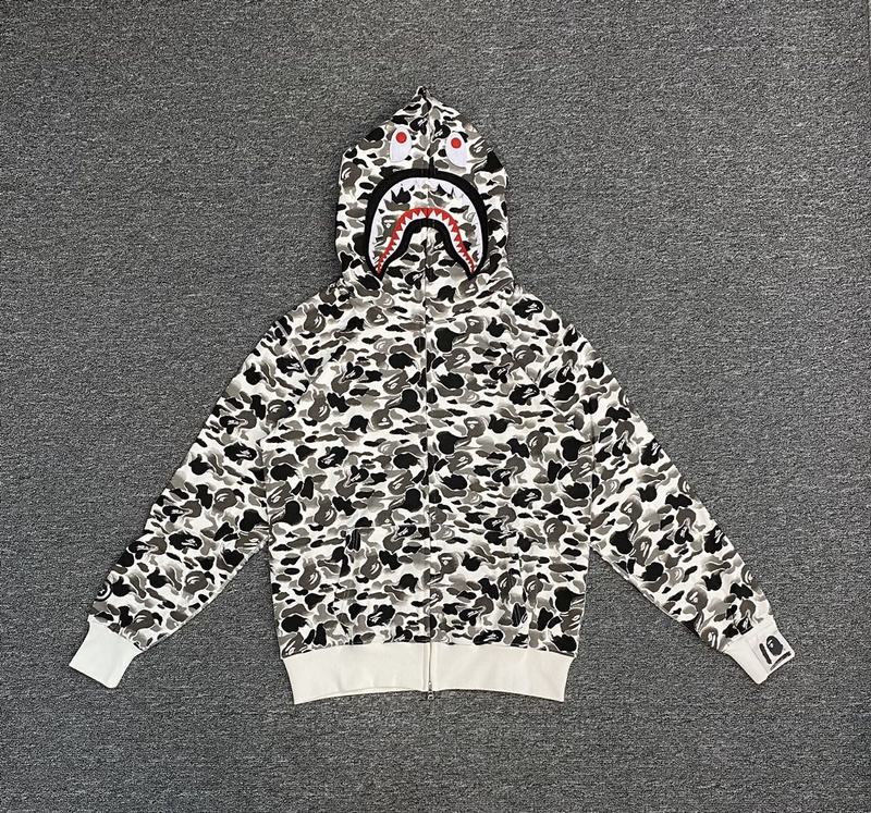 Худи A Bathing Ape Scared Face ZIP "White/Gray" фото № 9