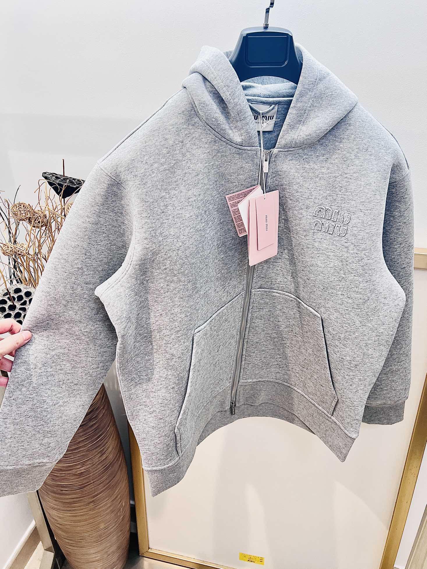 Худи Miu Miu Frontside Light Gray Logo Miu Miu "Gray" фото № 2