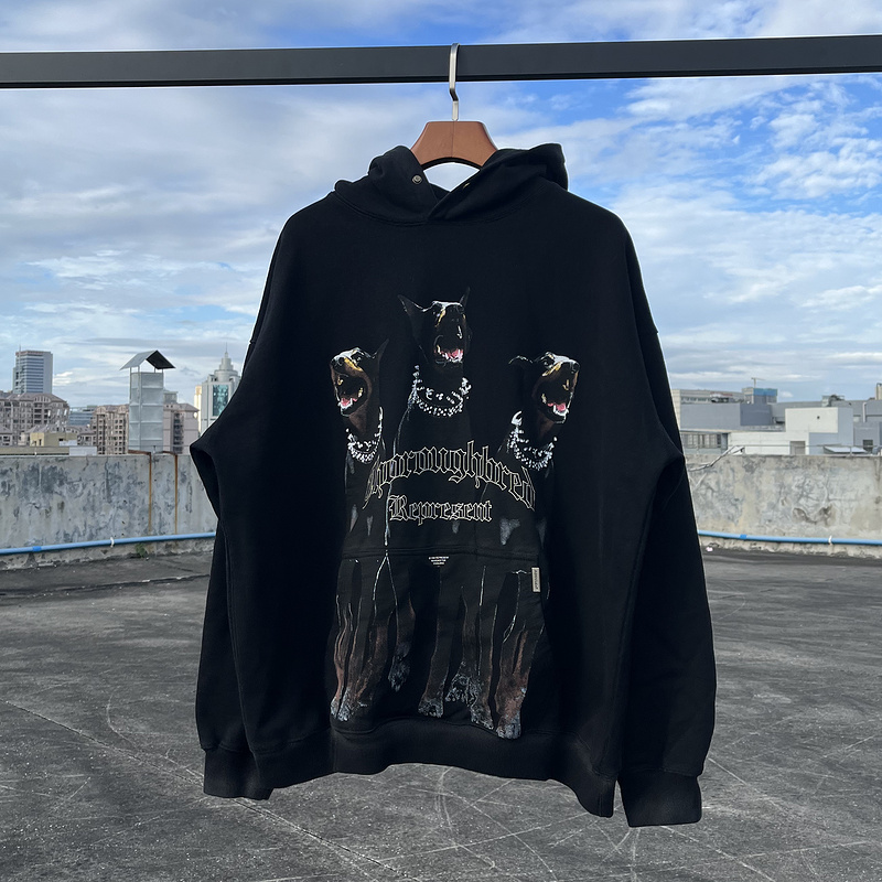 Худи Represent Three Dogs And A Brand Logo "Black" фото № 5