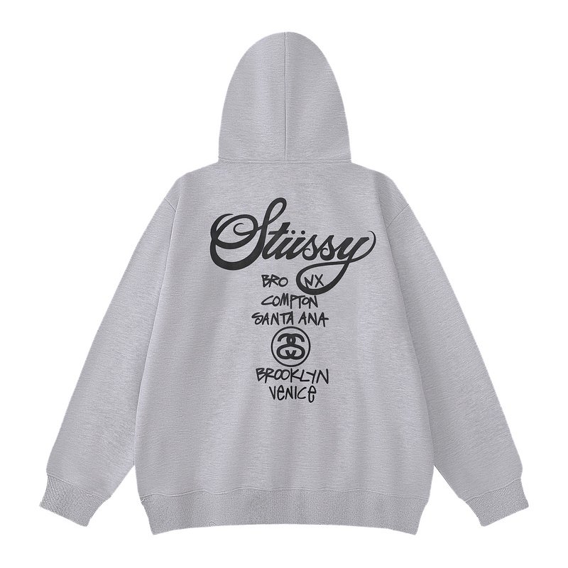 Худи Stussy New York Los Angeles Tokyo ZIP "Gray" фото № 2