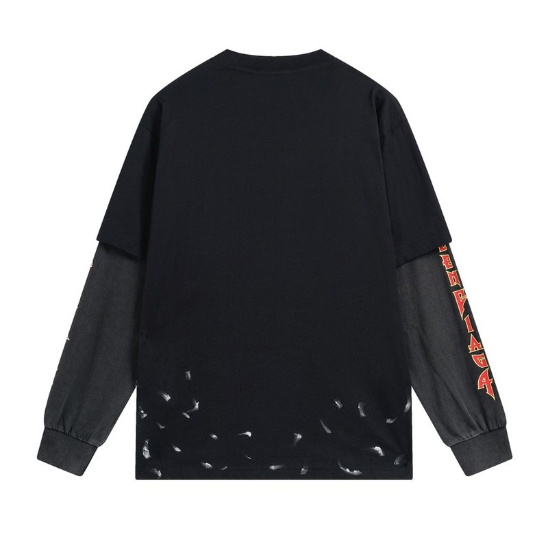 Футболка Balenciaga Double Long Sleeves "Black" фото № 2