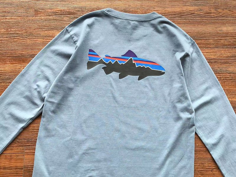 Лонгслив Patagonia Fish With Colorful Stripes "Gray" фото № 2