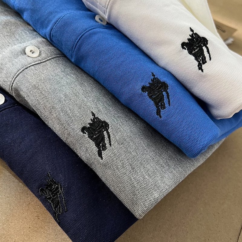 Поло Burberry With Black Logo "Blue" фото № 4