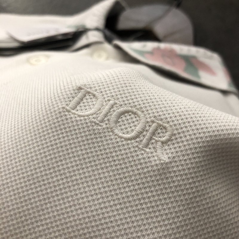 Поло Dior With A Patterned Collar "White" фото № 3