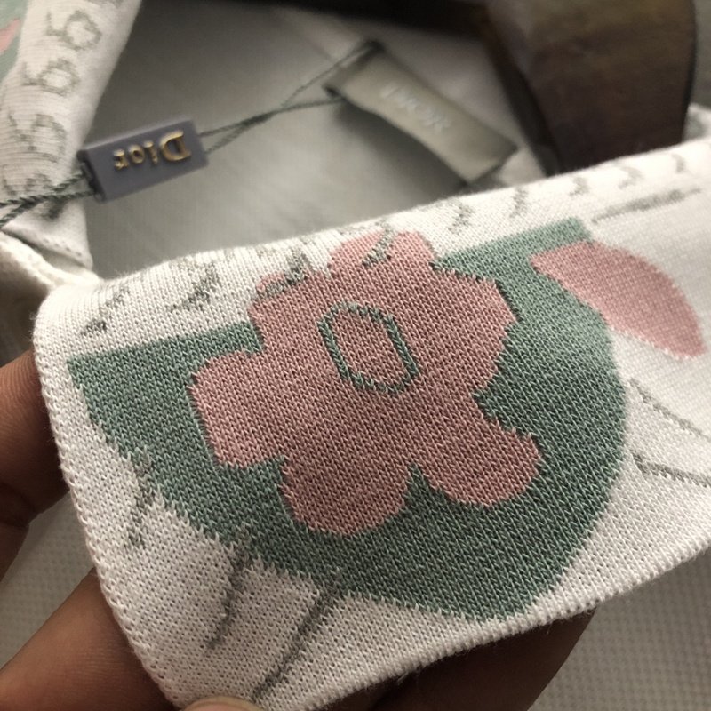 Поло Dior With A Patterned Collar "White" фото № 9