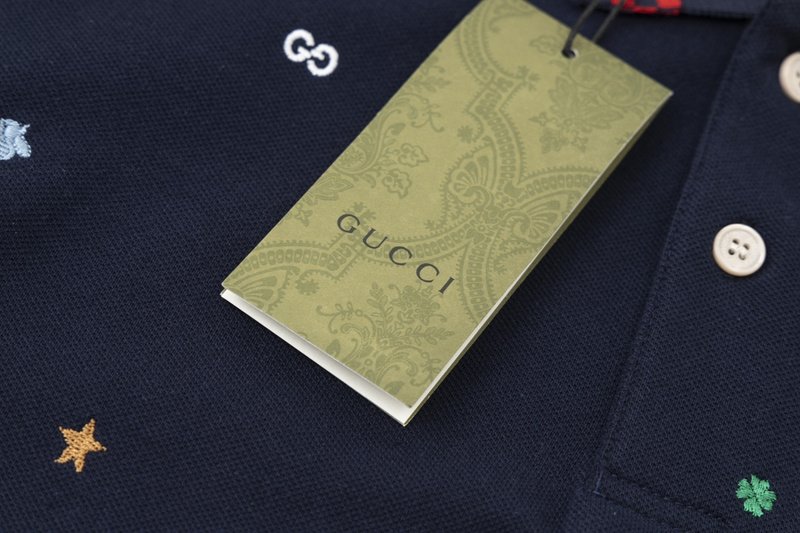 Поло Gucci Hearts Stars Flowers "Blue/Black" фото № 3