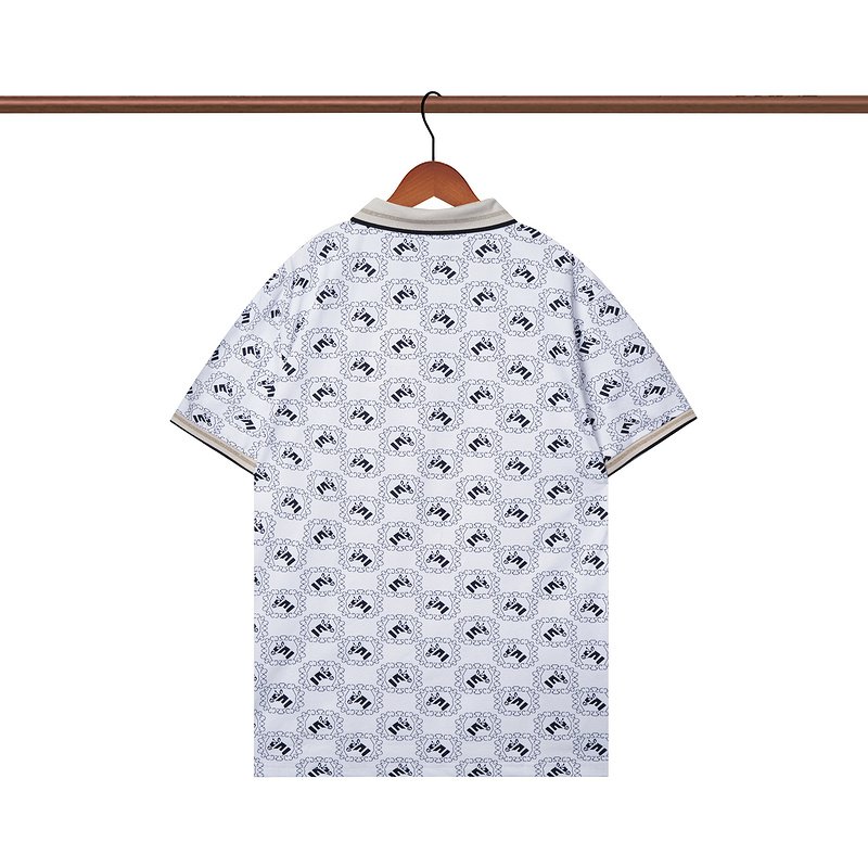 Поло Gucci Print Of Squares With An Image "White/Blue" фото № 3