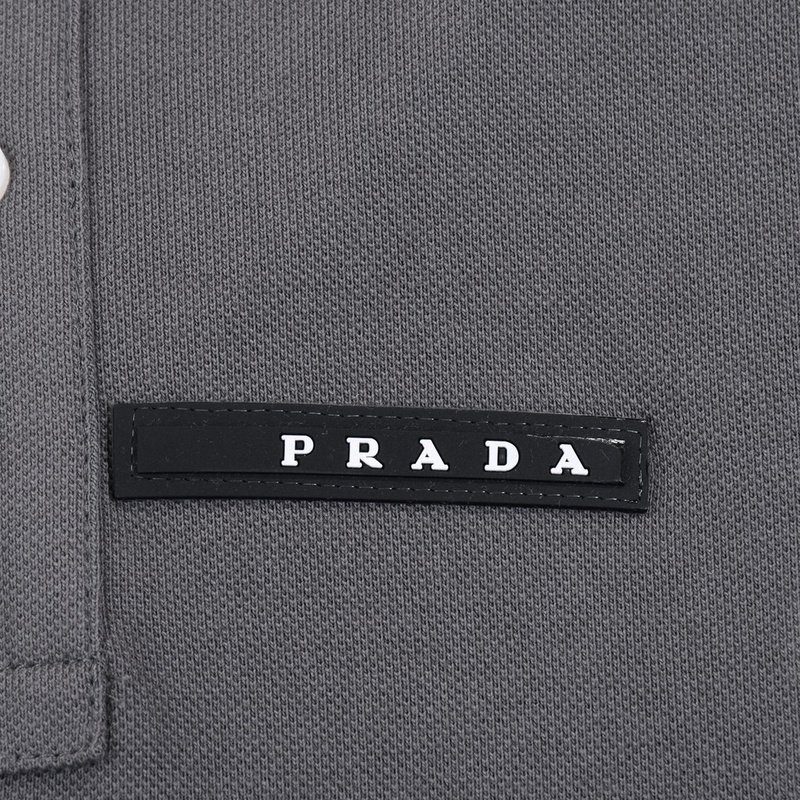 Поло Prada With Black Text Stripe "Gray" фото № 7