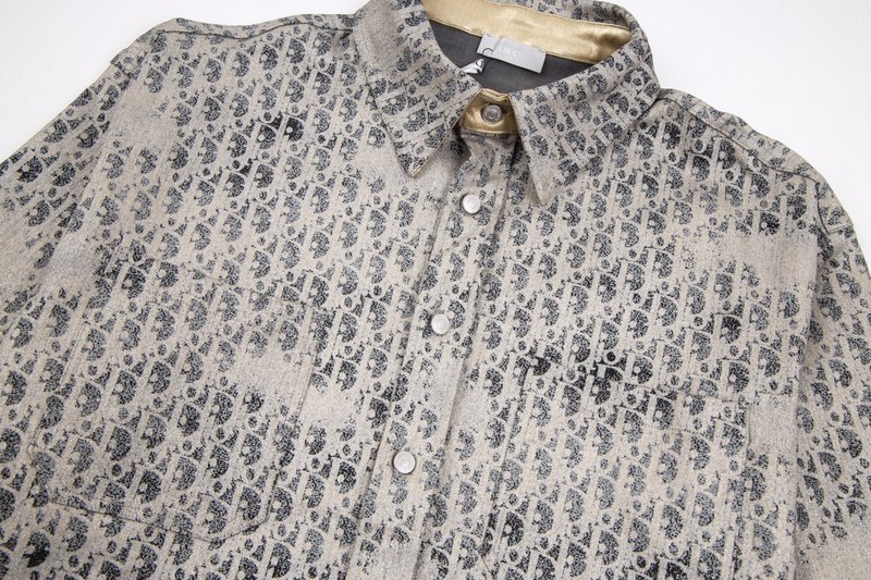 Рубашка Christian Dior Branded - With Logo "Gray/Beige" фото № 3