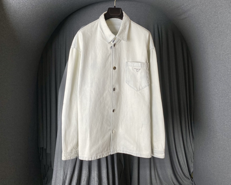 Рубашка Prada Small Logo On The Pocket "White" фото № 3