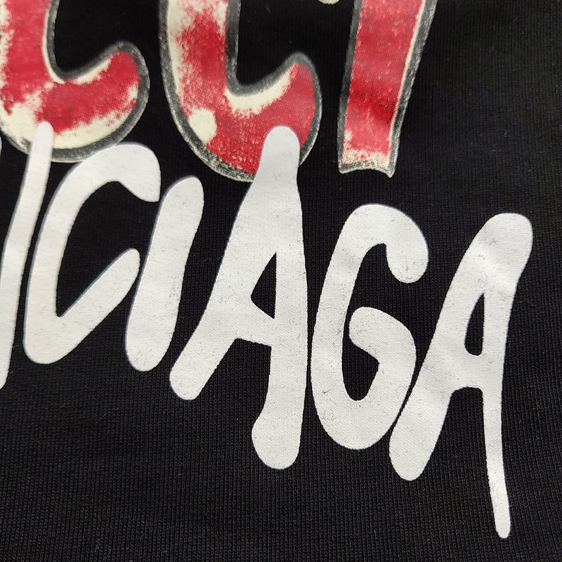 Шорты Balenciaga X Gucci Graffiti Logo "Black" фото № 7