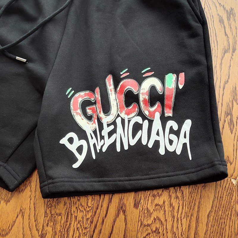Шорты Balenciaga X Gucci Graffiti Logo "Black" фото № 9