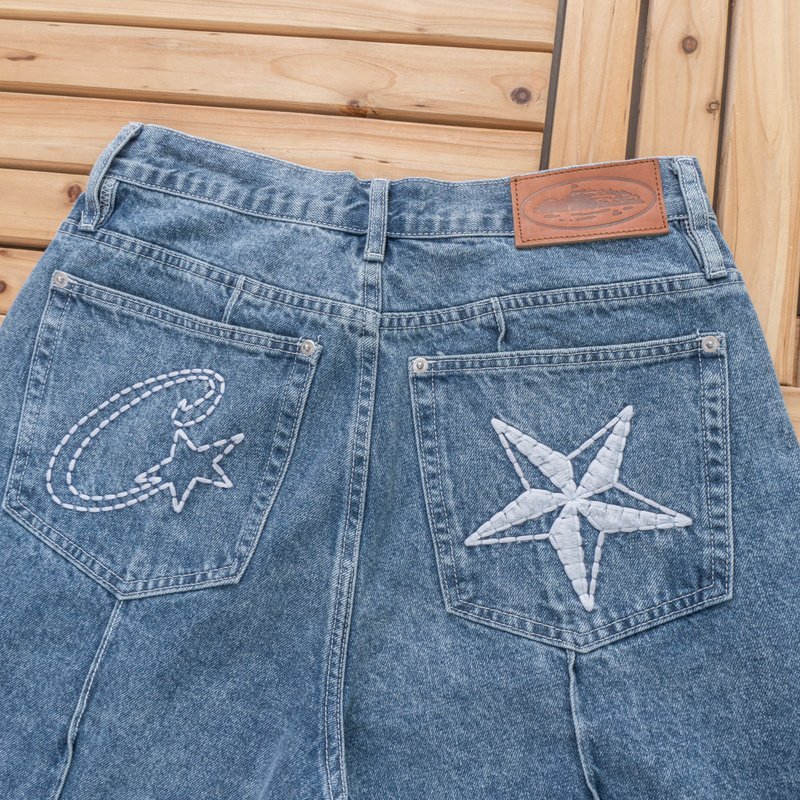 Шорты Denim Genes Embroidered Stars On Back Pockets "Blue" фото № 9