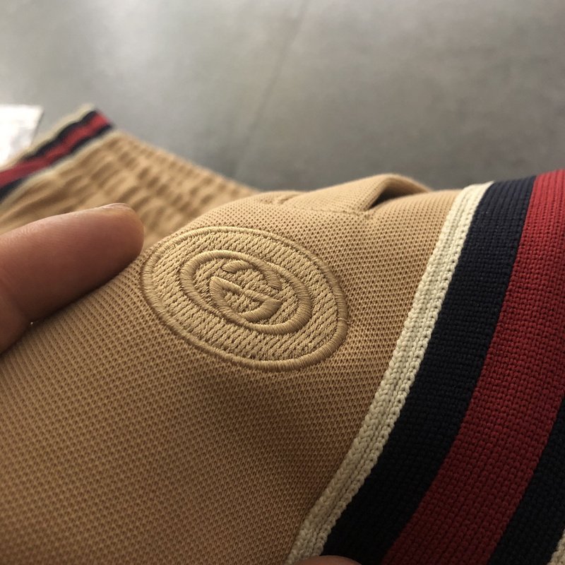 Шорты Gucci Green Stripe And Small Logo "Brown" фото № 5