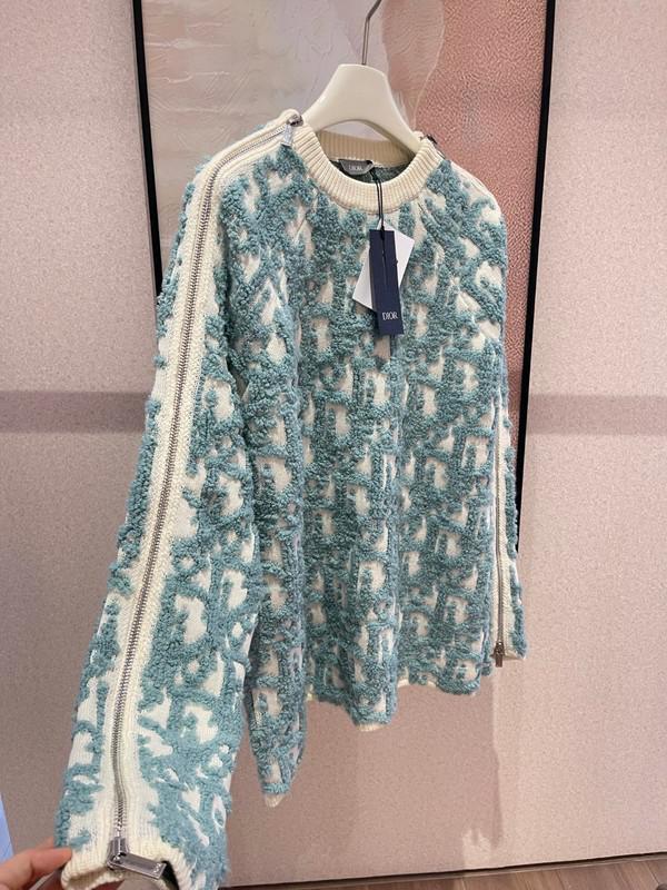 Свитер Christian Dior Zips On Sleeves Print Logos "Blue" фото № 6
